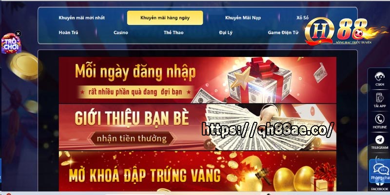 Tổng Hợp Những Khuyến Mãi QH88 Mới Nhất Không Thể Bỏ Lỡ Khuyến mãi QH88 tặng thưởng hàng ngày