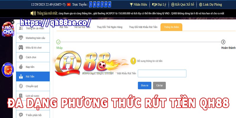 Hướng Dẫn Rút Tiền Qh88 Về Tài Khoản Nhanh Chóng Đa dạng phương thức rút tiền Qh88